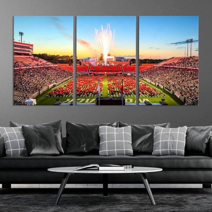 18017-MGV-CV-36X24-North Carolina State University Canvas Print, North Carolina State University Wolfpack Football Team Print - Raleigh Carter-Finley Stadium