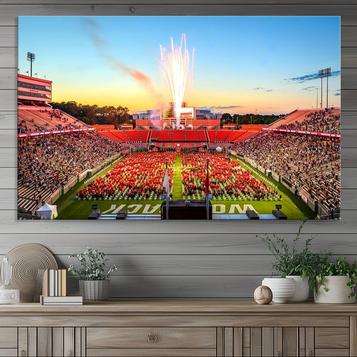 North Carolina State University Canvas Print, North Carolina State University Wolfpack Football Team Print - Raleigh Carter-Finley Stadium