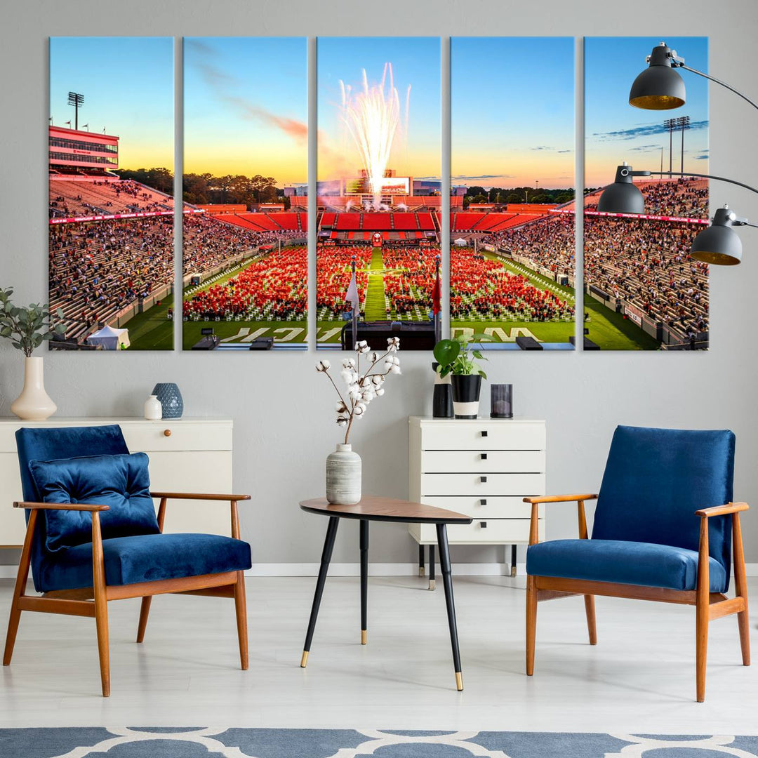 18017-MGV-CV-36X24-North Carolina State University Canvas Print, North Carolina State University Wolfpack Football Team Print - Raleigh Carter-Finley Stadium
