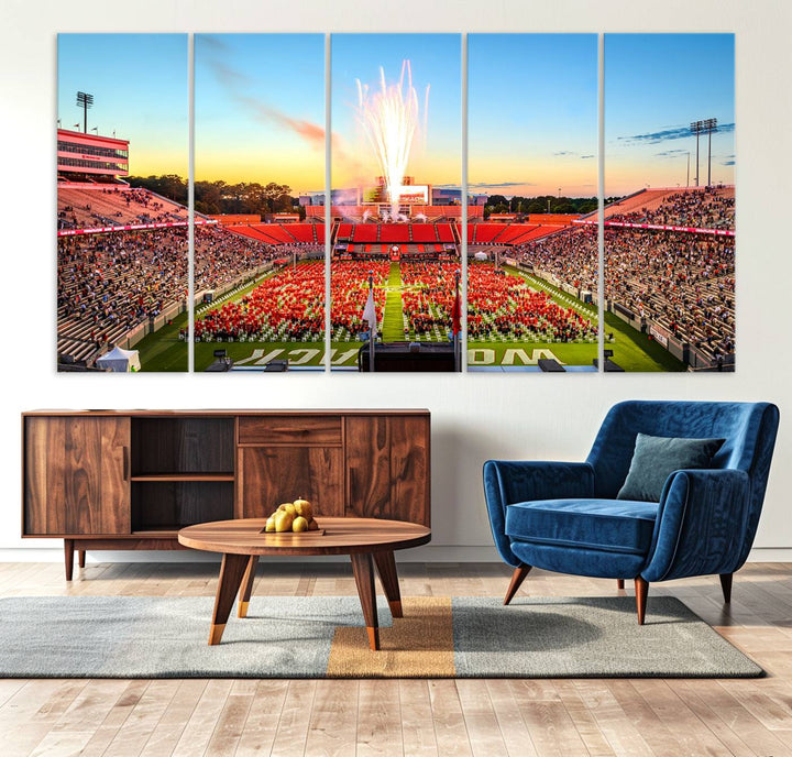 18017-MGV-CV-36X24-North Carolina State University Canvas Print, North Carolina State University Wolfpack Football Team Print - Raleigh Carter-Finley Stadium