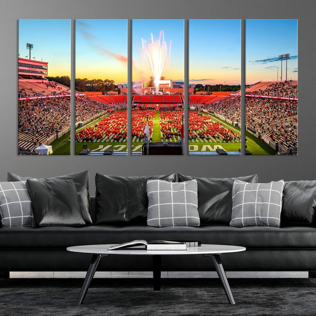 18017-MGV-CV-36X24-North Carolina State University Canvas Print, North Carolina State University Wolfpack Football Team Print - Raleigh Carter-Finley Stadium