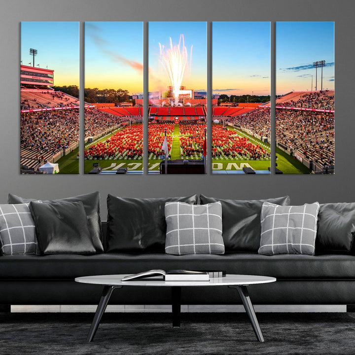 18017-MGV-CV-36X24-North Carolina State University Canvas Print, North Carolina State University Wolfpack Football Team Print - Raleigh Carter-Finley Stadium