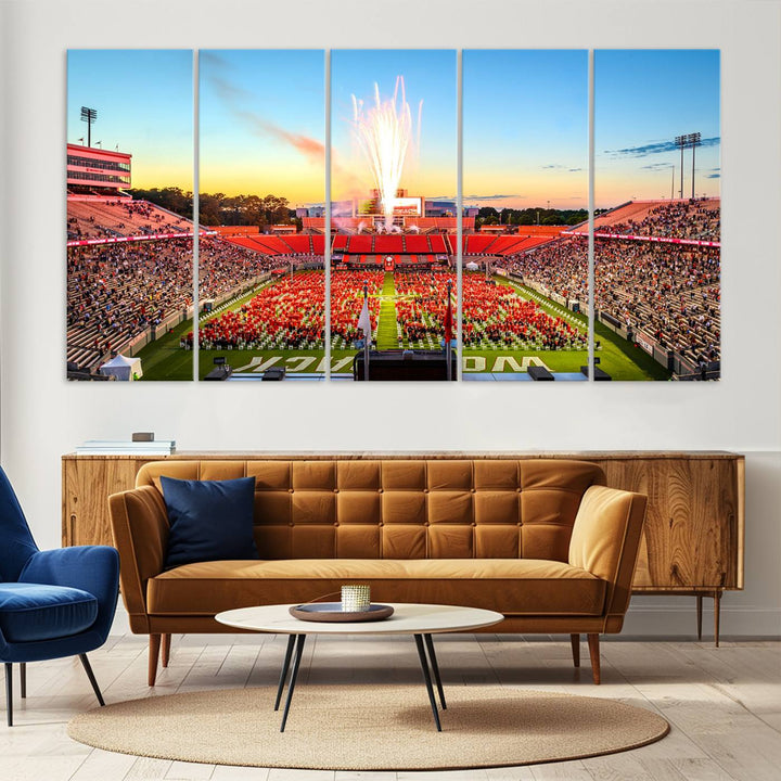 18017-MGV-CV-36X24-North Carolina State University Canvas Print, North Carolina State University Wolfpack Football Team Print - Raleigh Carter-Finley Stadium