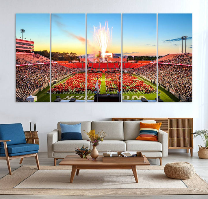 18017-MGV-CV-36X24-North Carolina State University Canvas Print, North Carolina State University Wolfpack Football Team Print - Raleigh Carter-Finley Stadium