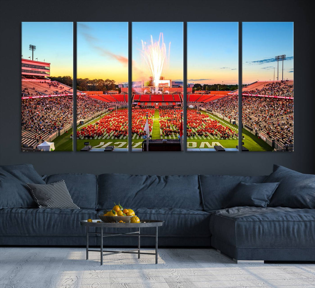 18017-MGV-CV-36X24-North Carolina State University Canvas Print, North Carolina State University Wolfpack Football Team Print - Raleigh Carter-Finley Stadium
