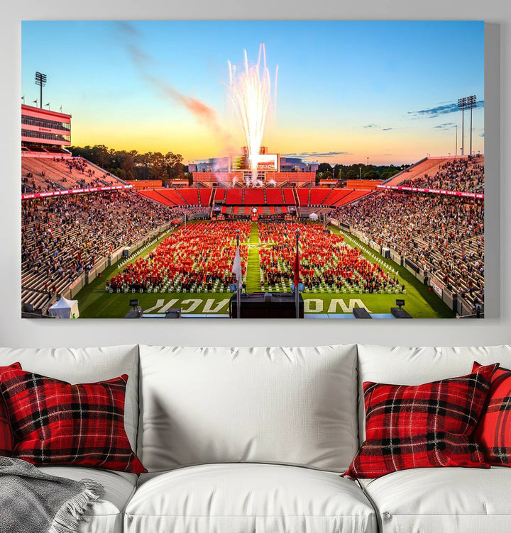 North Carolina State University Canvas Print, North Carolina State University Wolfpack Football Team Print - Raleigh Carter-Finley Stadium