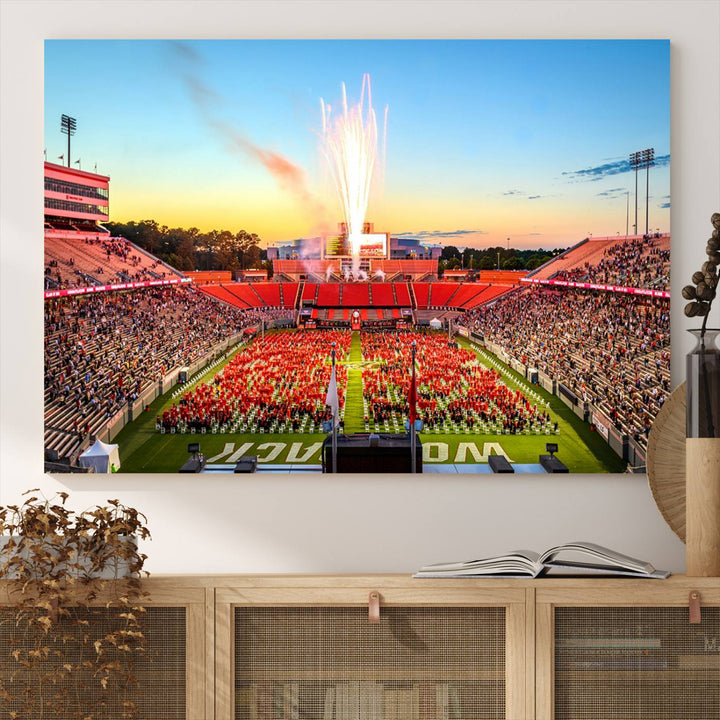 North Carolina State University Canvas Print, North Carolina State University Wolfpack Football Team Print - Raleigh Carter-Finley Stadium
