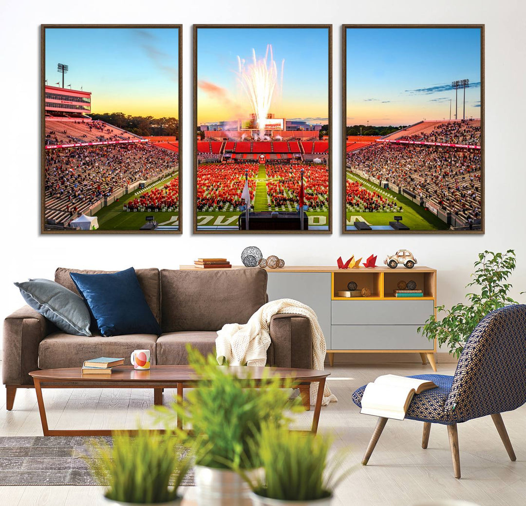 18017-MGV-CV-36X24-North Carolina State University Canvas Print, North Carolina State University Wolfpack Football Team Print - Raleigh Carter-Finley Stadium