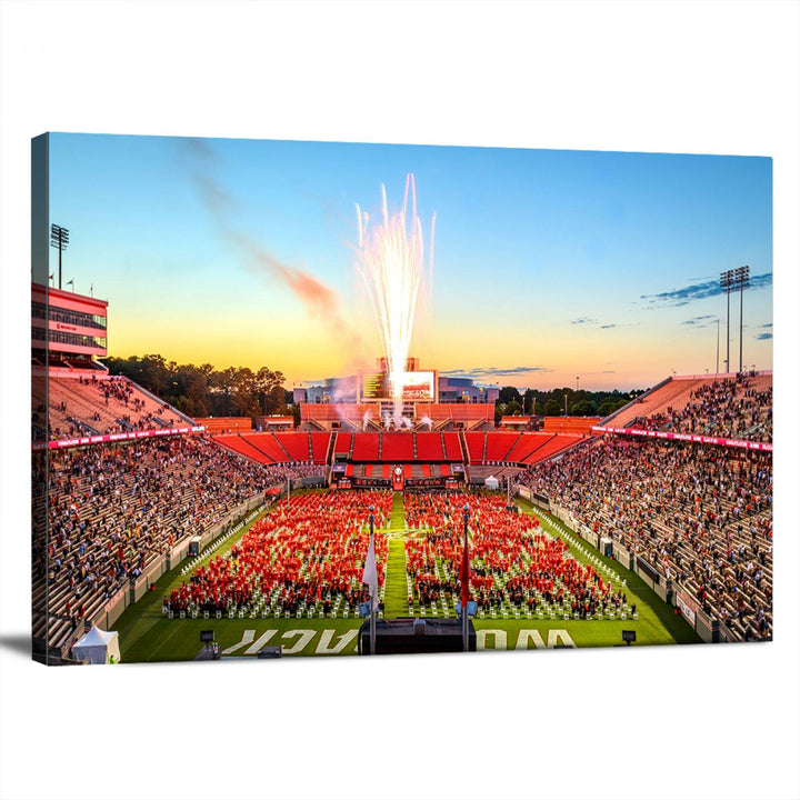 North Carolina State University Canvas Print, North Carolina State University Wolfpack Football Team Print - Raleigh Carter-Finley Stadium