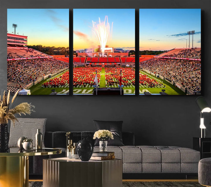 North Carolina State University Canvas Print, North Carolina State University Wolfpack Football Team Print - Raleigh Carter-Finley Stadium
