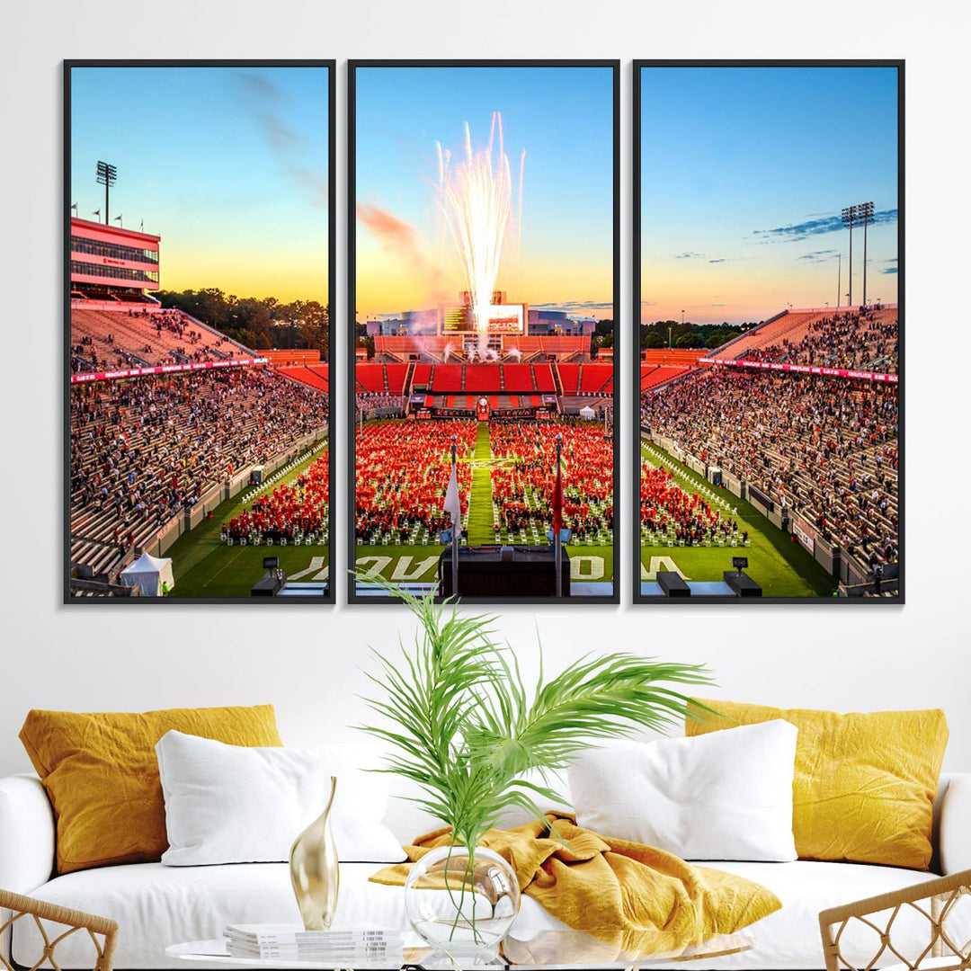 18017-MGV-FC-48X32-3P_Black-North Carolina State University Canvas Print, North Carolina State University Wolfpack Football Team Print - Raleigh Carter-Finley Stadium