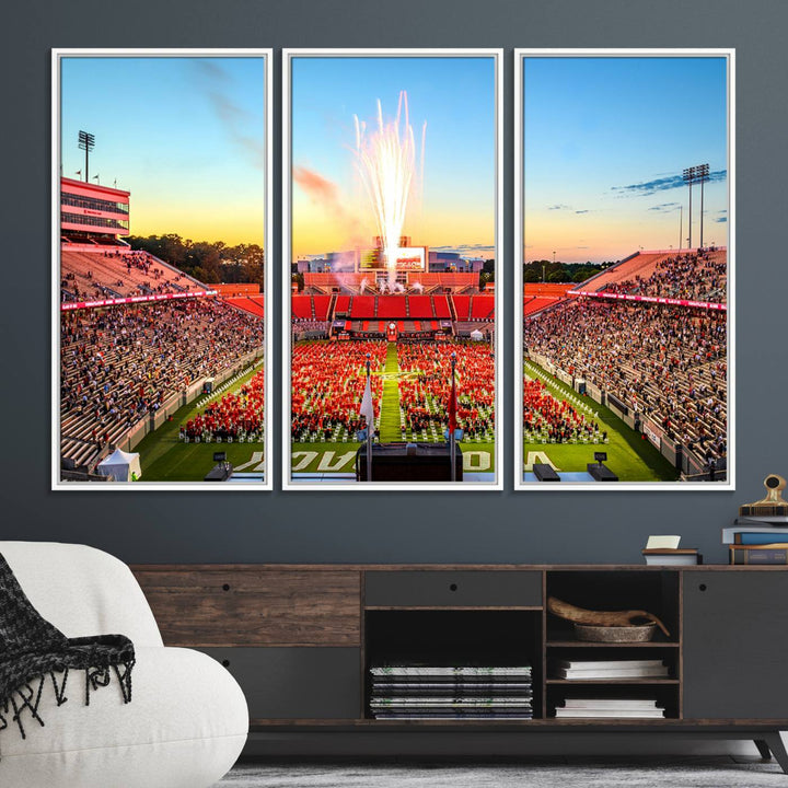 18017-MGV-FC-48X32-3P_White-North Carolina State University Canvas Print, North Carolina State University Wolfpack Football Team Print - Raleigh Carter-Finley Stadium