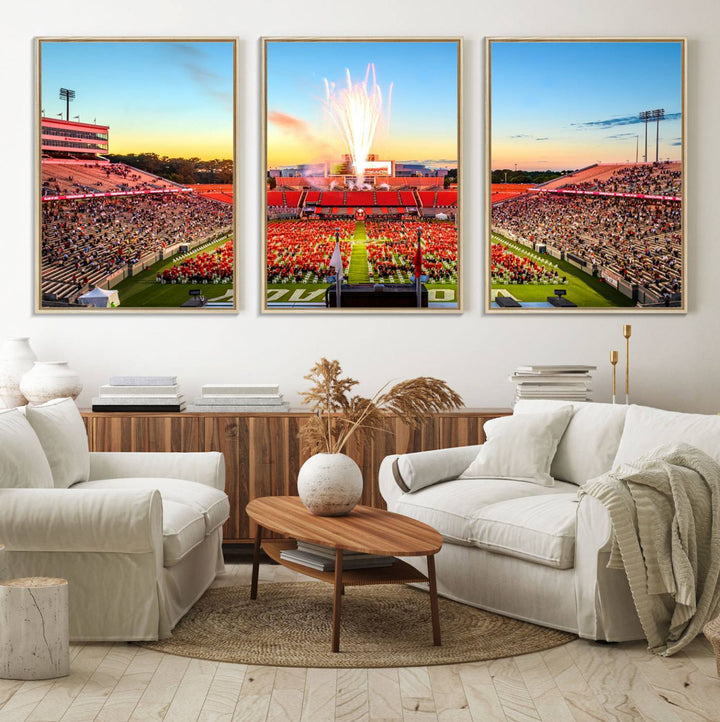 18017-MGV-FC-60X30-3P_Natural-North Carolina State University Canvas Print, North Carolina State University Wolfpack Football Team Print - Raleigh Carter-Finley Stadium