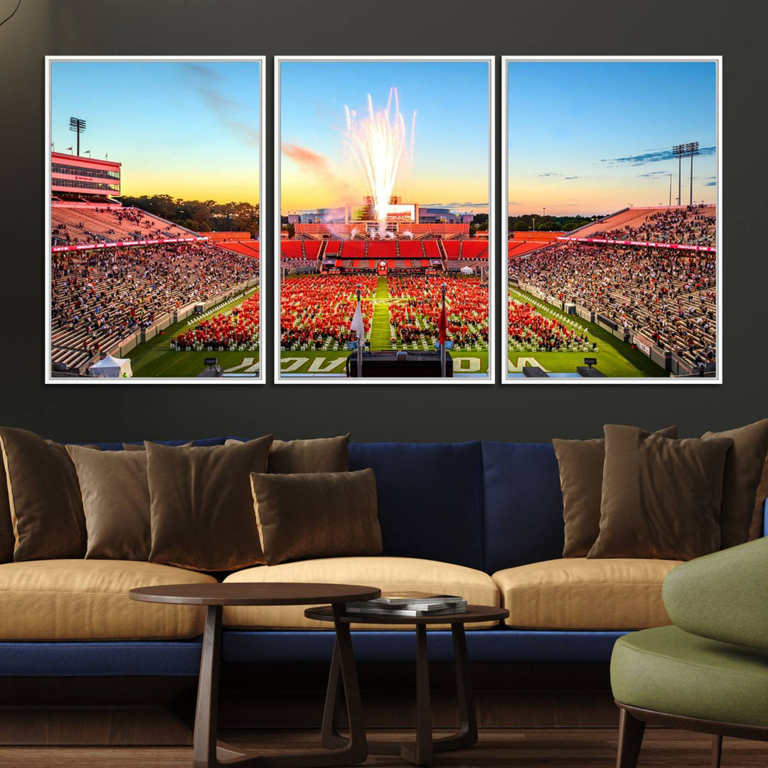 18017-MGV-FC-60X30-3P_White-North Carolina State University Canvas Print, North Carolina State University Wolfpack Football Team Print - Raleigh Carter-Finley Stadium