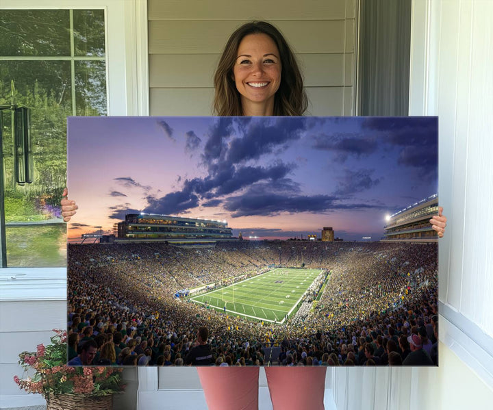 Notre Dame Fighting Irish Football Team Print - Notre Dame Stadium Wall Art Canvas Print
