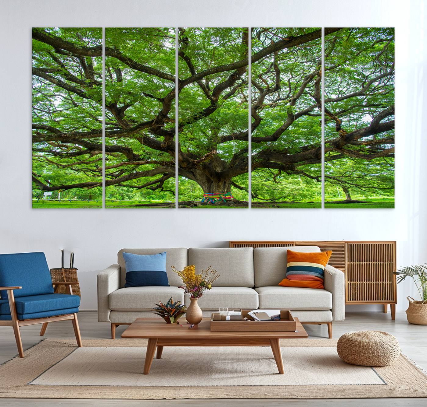 16118389-MGV-CV-36X24-Oak Tree Wall Art Print, Forest Canvas Wall Art for Home and Office, Framed Angel Oak Tree Canvas Art Printing
