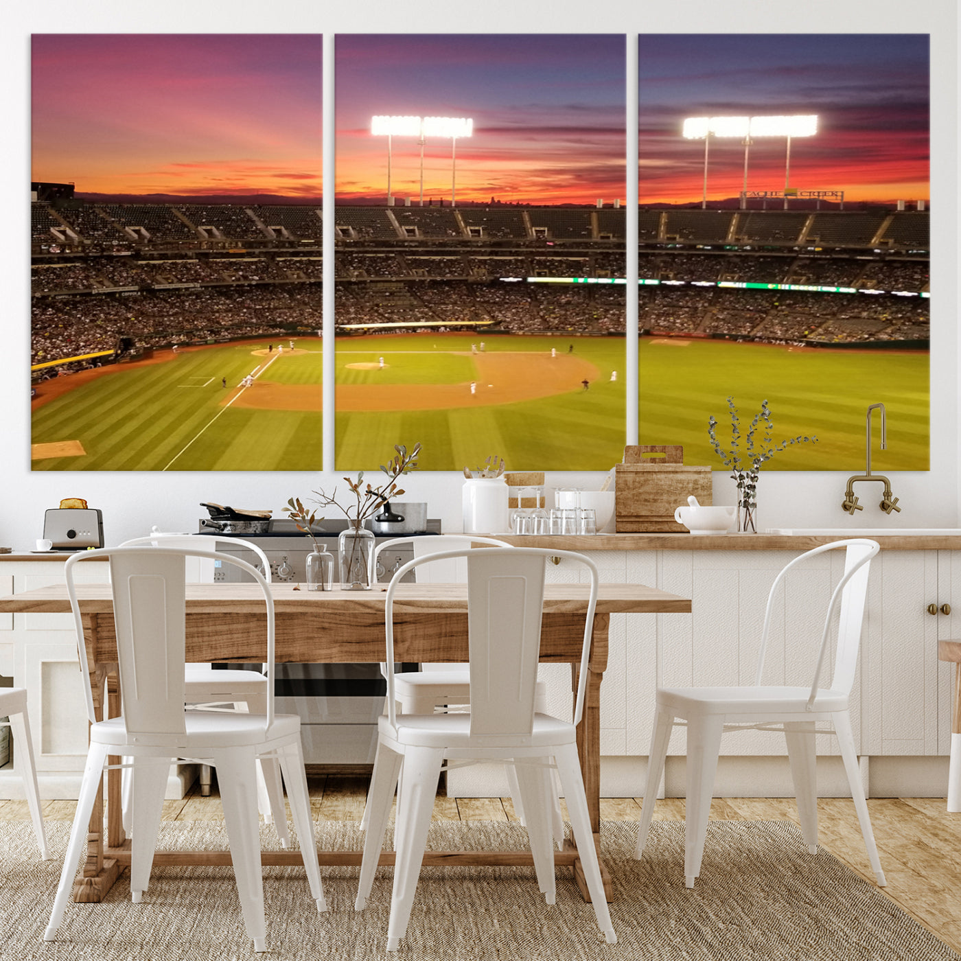 73718-MGV-CV-36X24-Oakland Athletics Baseball Team Print - Oakland Coliseum Stadium Wall Art Canvas Print