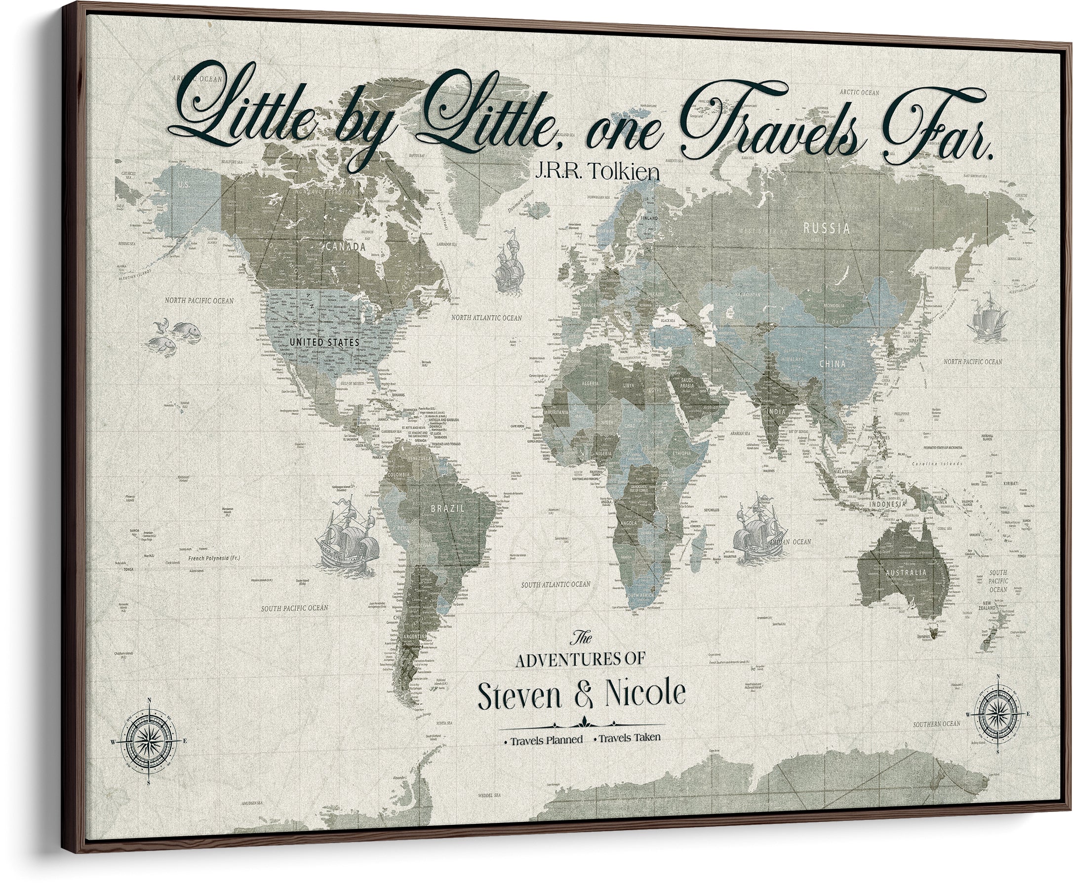 -Personalized Push Pin World Map Canvas – Custom Framed Travel Tracker Wall Art, Large Adventure Map with Pins for Home, Office