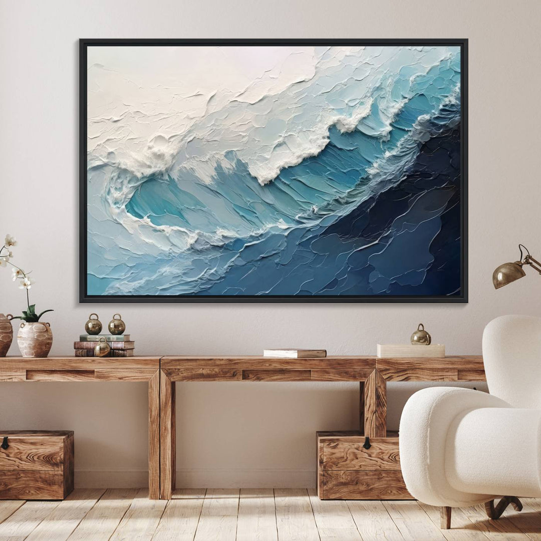 Ocean Wave Canvas Wall Art Print - Coastal Wall Decor for Living Room - Large Ocean Wave Wall Art Print for Beach and Coastal Home Decor