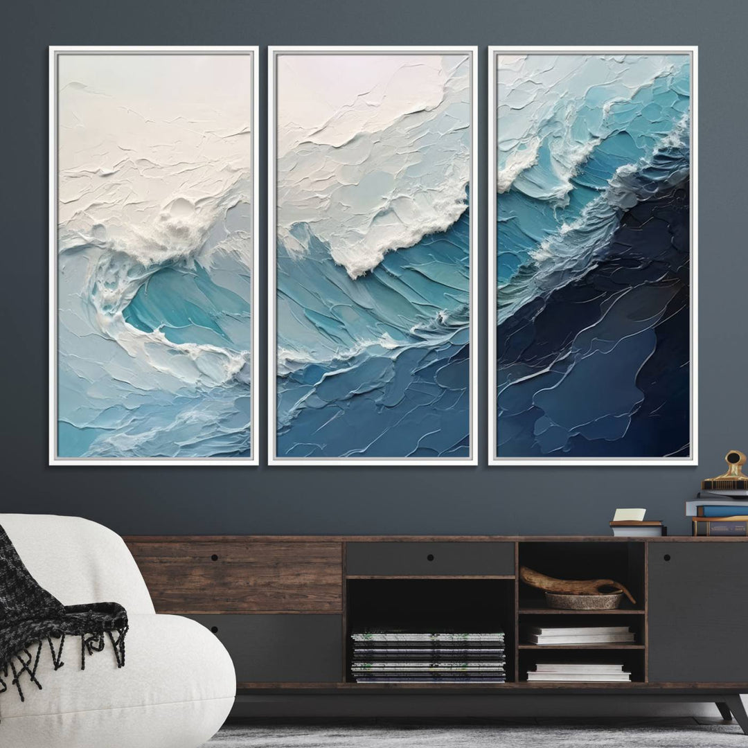 Ocean Wave Canvas Wall Art Print - Coastal Wall Decor for Living Room - Large Ocean Wave Wall Art Print for Beach and Coastal Home Decor