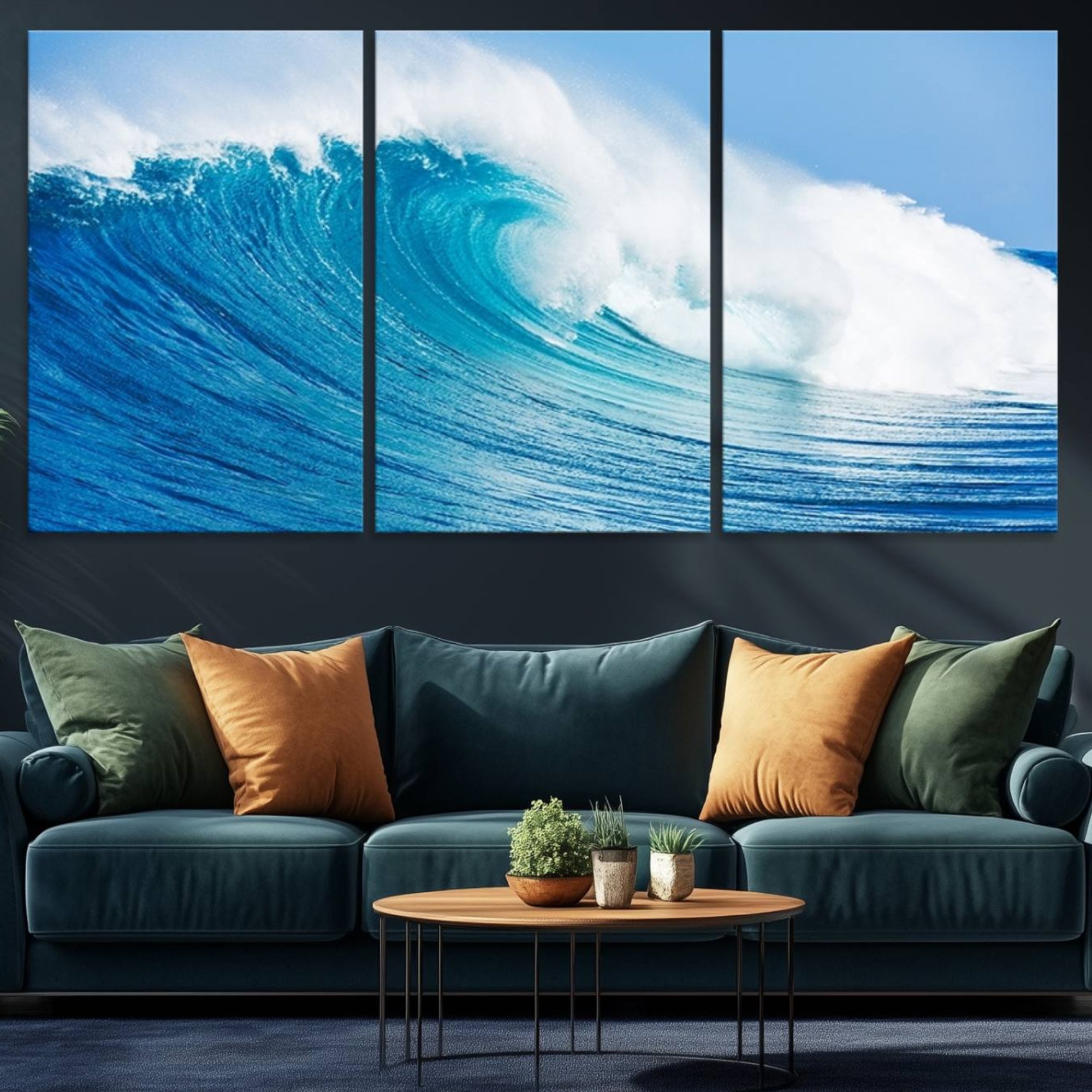 85796-MGV-CV-36X24-Ocean Wave Canvas Wall Art Print – Large Coastal Ocean Wave Wall Decor for Home or Office – Vibrant