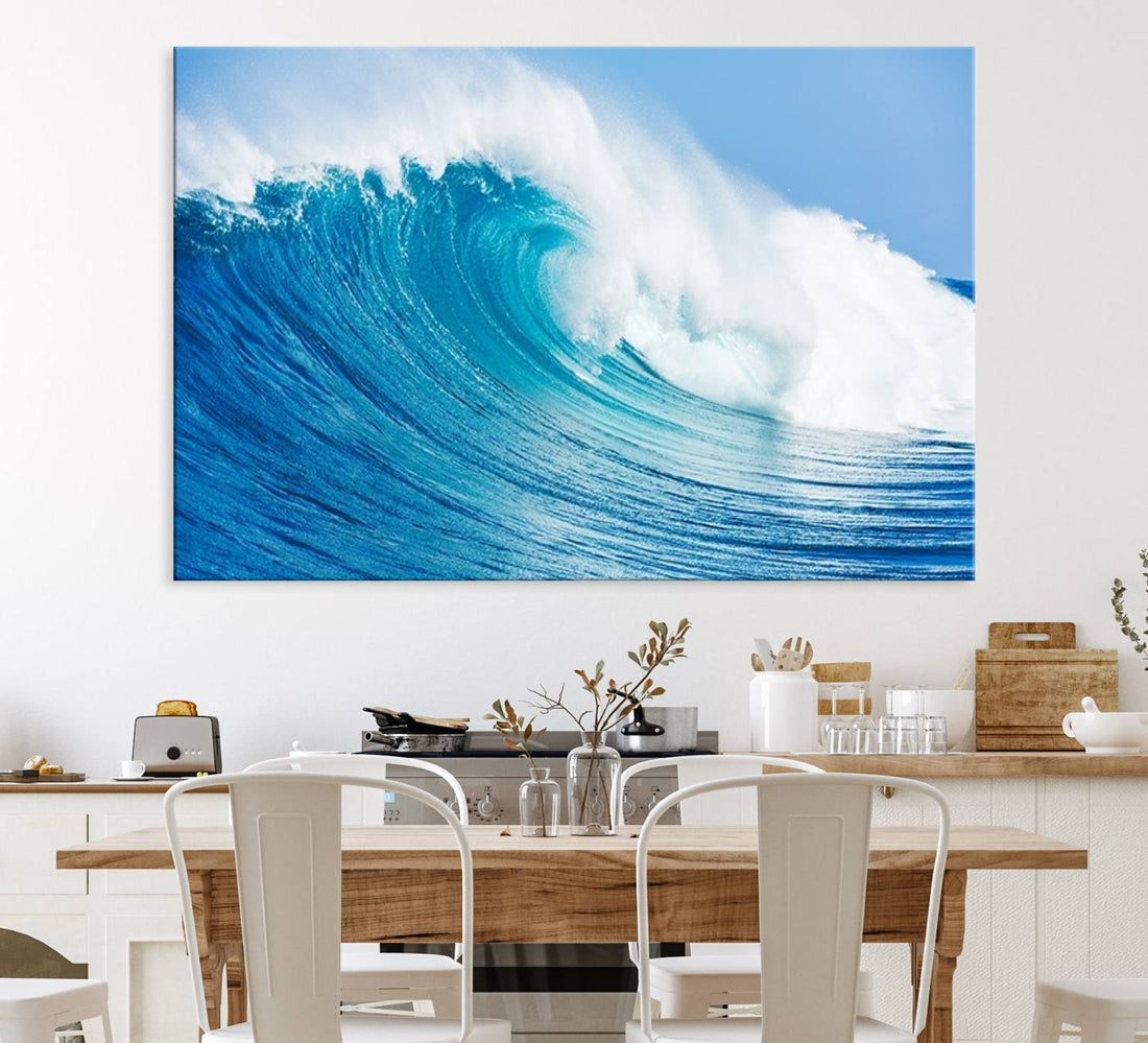 Ocean Wave Canvas Wall Art Print | Large Coastal Ocean Wave Wall Decor