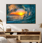 84279-MGV-CV-36X24-Ocean Wave Sunset Wall Art | Large Coastal Wave Canvas Print | 3-Panel Ocean Sunset Seascape for Beach Decor