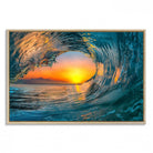 84279-MGV-FC-36X24_Natural-Ocean Wave Sunset Wall Art | Large Coastal Wave Canvas Print | 3-Panel Ocean Sunset Seascape for Beach Decor