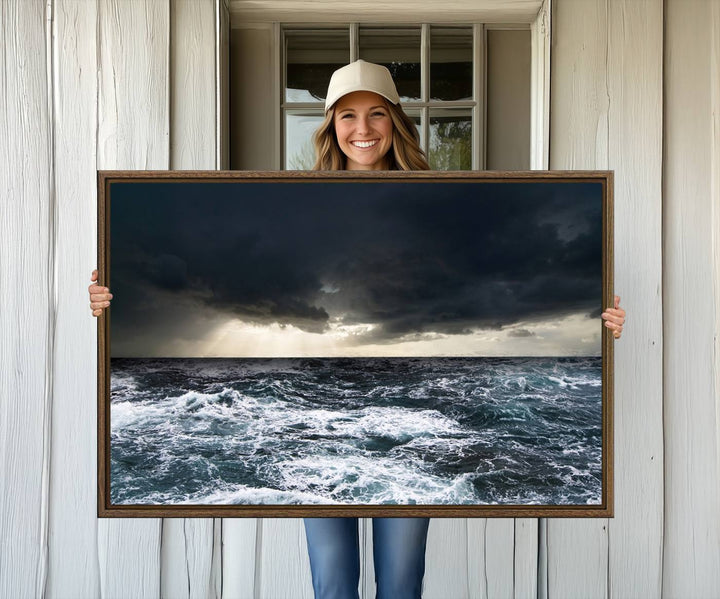 42607-MGV-CV-36X24-Ocean and Storm Canvas Art Print Hanging Great Print Ocean and