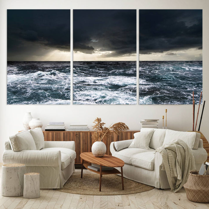 Ocean and Storm Canvas Art Print Hanging Great Print Ocean and