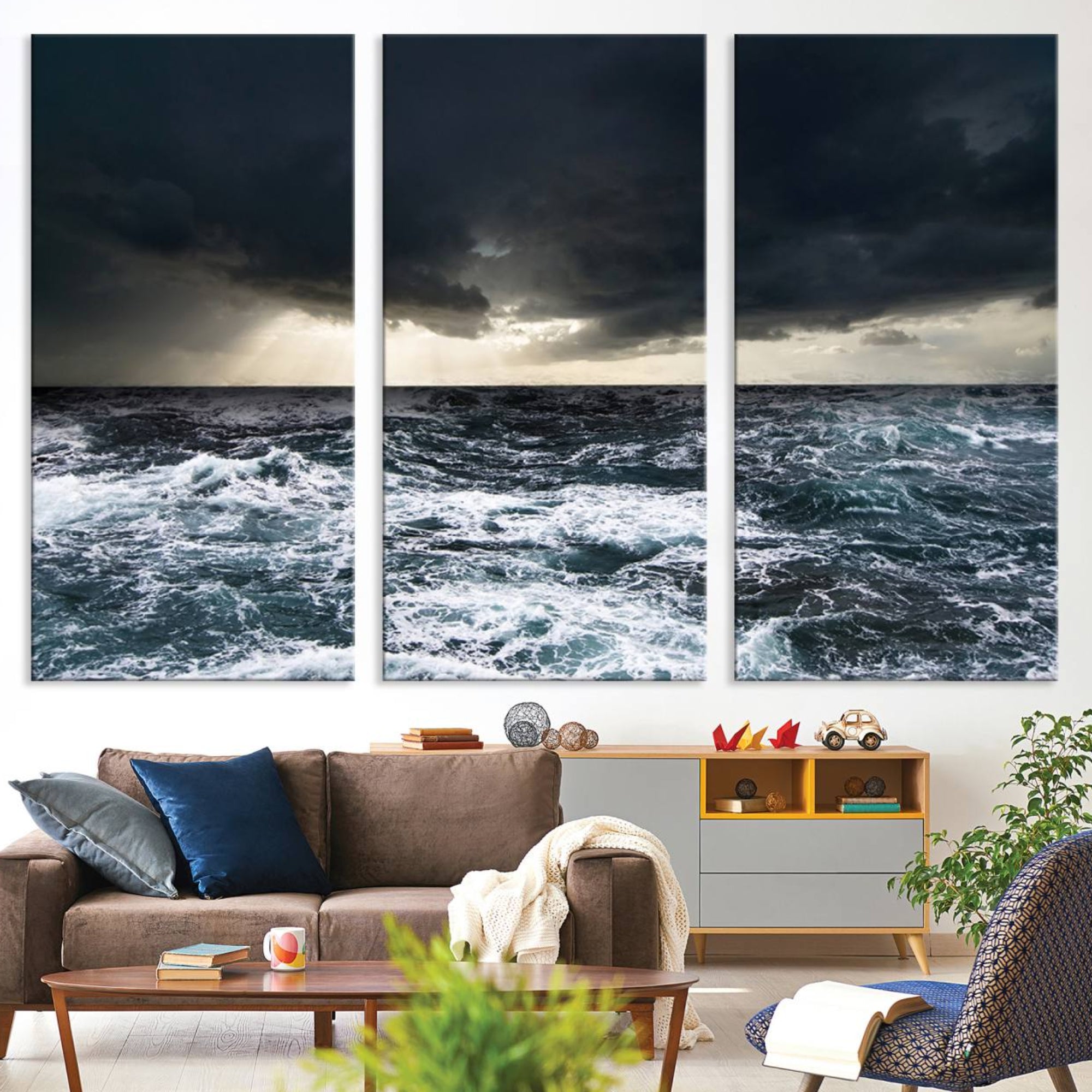 42607-MGV-CV-36X24-Ocean and Storm Canvas Art Print Hanging Great Print Ocean Home Decor