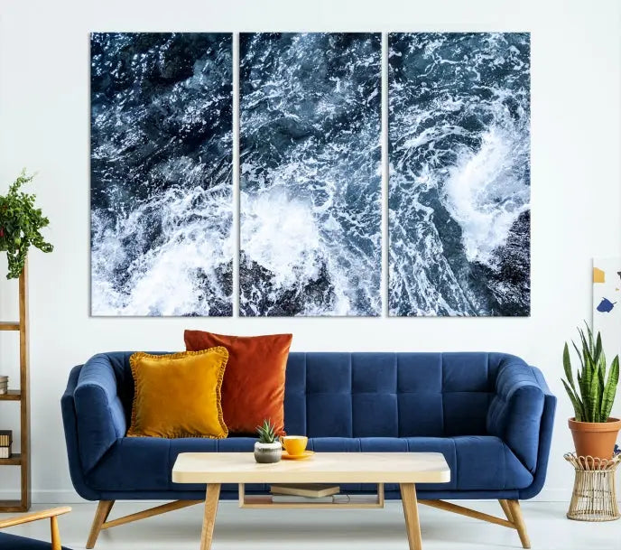 The "Ocean and White Bubbles Wall Art Canvas Print" is crafted on museum-quality canvas with a UV-protective coating. Ready to hang, this piece effortlessly combines style with durability.