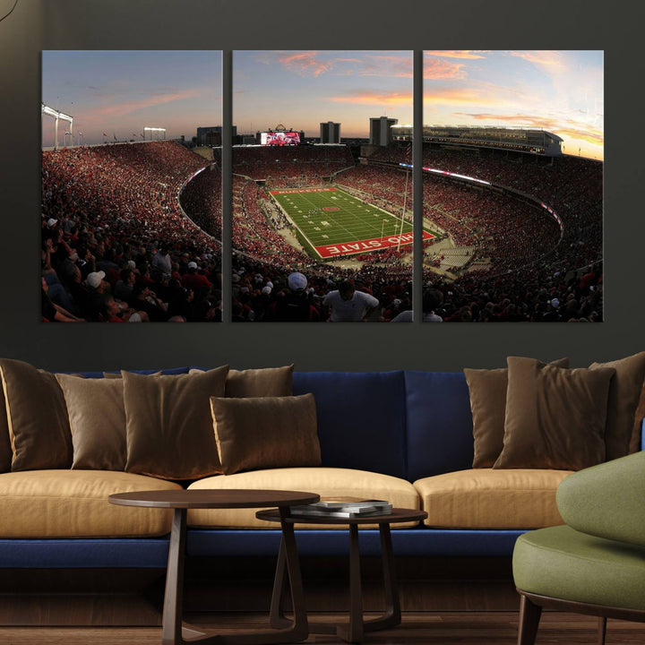 28825-MGV-CV-36X24-Ohio State University Buckeyes Football Team Print - Columbus Ohio Stadium Wall Art Canvas Print