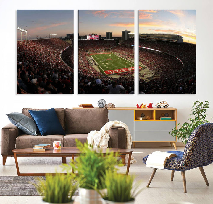 28825-MGV-CV-36X24-Ohio State University Buckeyes Football Team Print - Columbus Ohio Stadium Wall Art Canvas Print