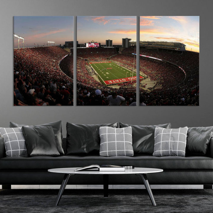 28825-MGV-CV-36X24-Ohio State University Buckeyes Football Team Print - Columbus Ohio Stadium Wall Art Canvas Print