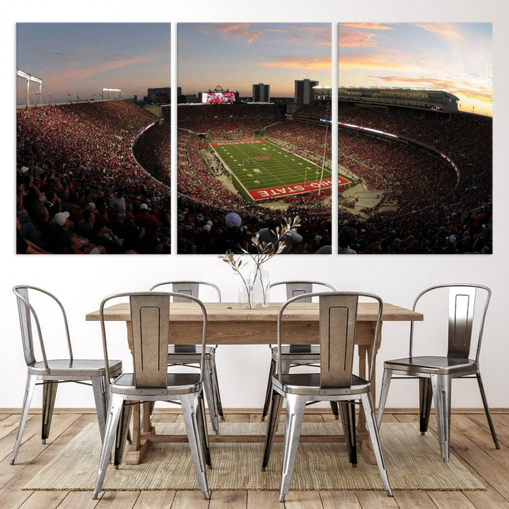 28825-MGV-CV-36X24-Ohio State University Buckeyes Football Team Print - Columbus Ohio Stadium Wall Art Canvas Print