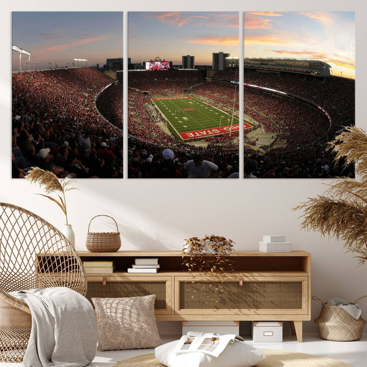 28825-MGV-CV-36X24-Ohio State University Buckeyes Football Team Print - Columbus Ohio Stadium Wall Art Canvas Print