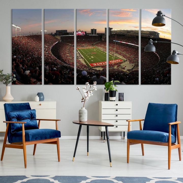 28825-MGV-CV-36X24-Ohio State University Buckeyes Football Team Print - Columbus Ohio Stadium Wall Art Canvas Print