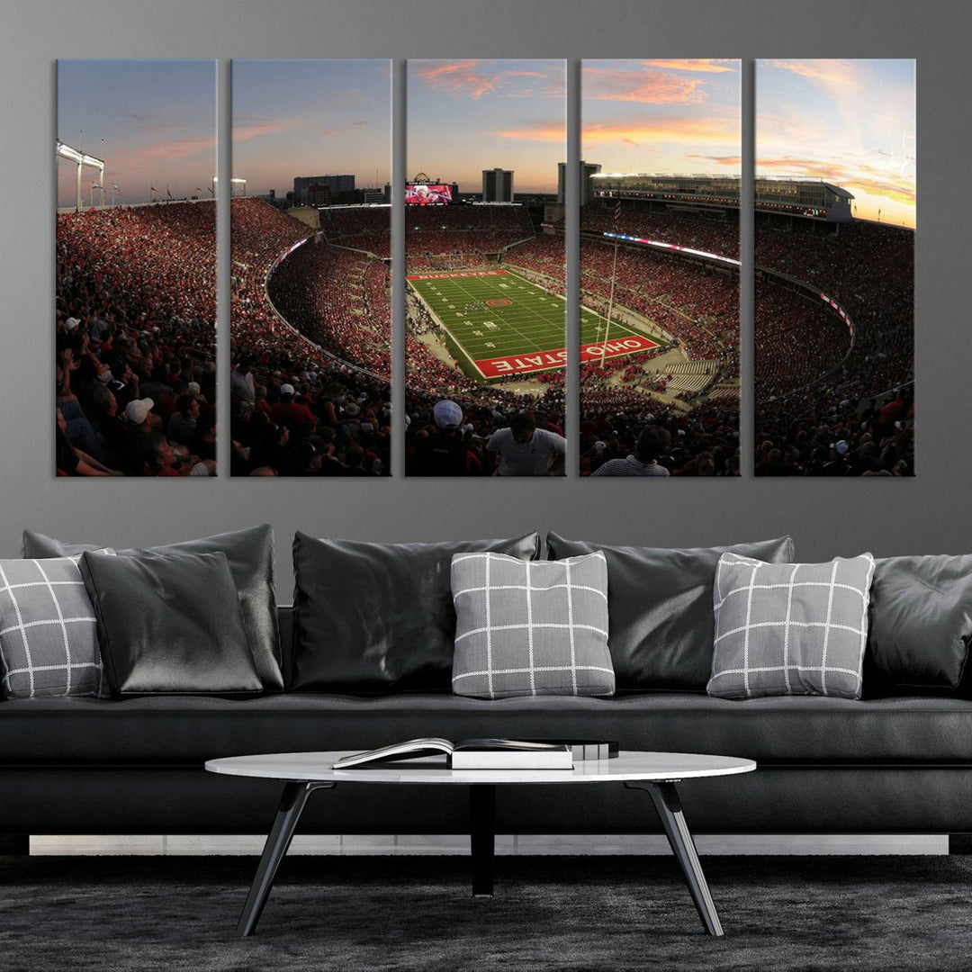28825-MGV-CV-36X24-Ohio State University Buckeyes Football Team Print - Columbus Ohio Stadium Wall Art Canvas Print