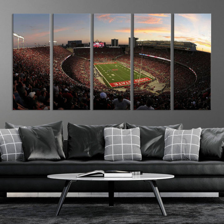 28825-MGV-CV-36X24-Ohio State University Buckeyes Football Team Print - Columbus Ohio Stadium Wall Art Canvas Print