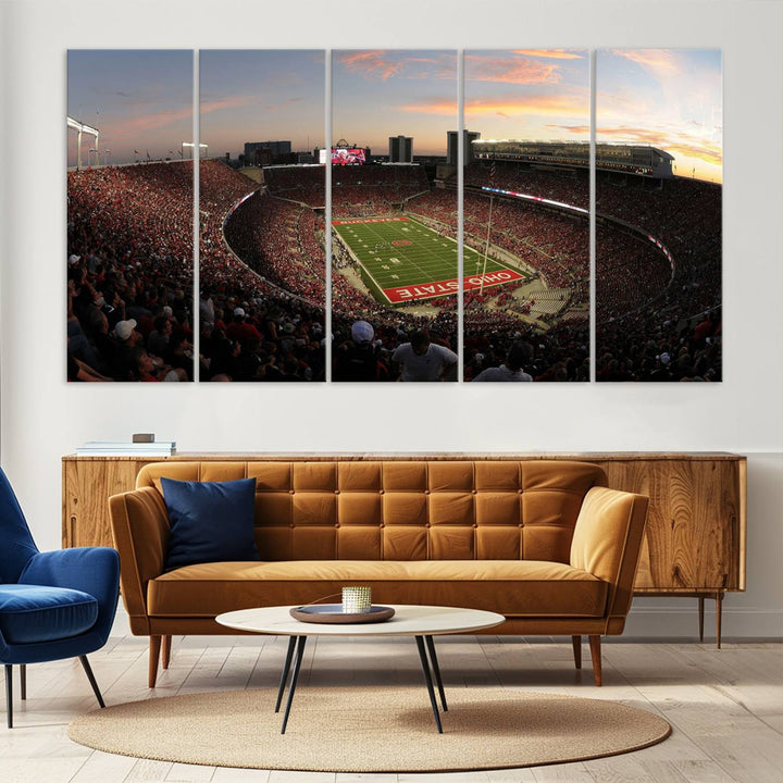28825-MGV-CV-36X24-Ohio State University Buckeyes Football Team Print - Columbus Ohio Stadium Wall Art Canvas Print