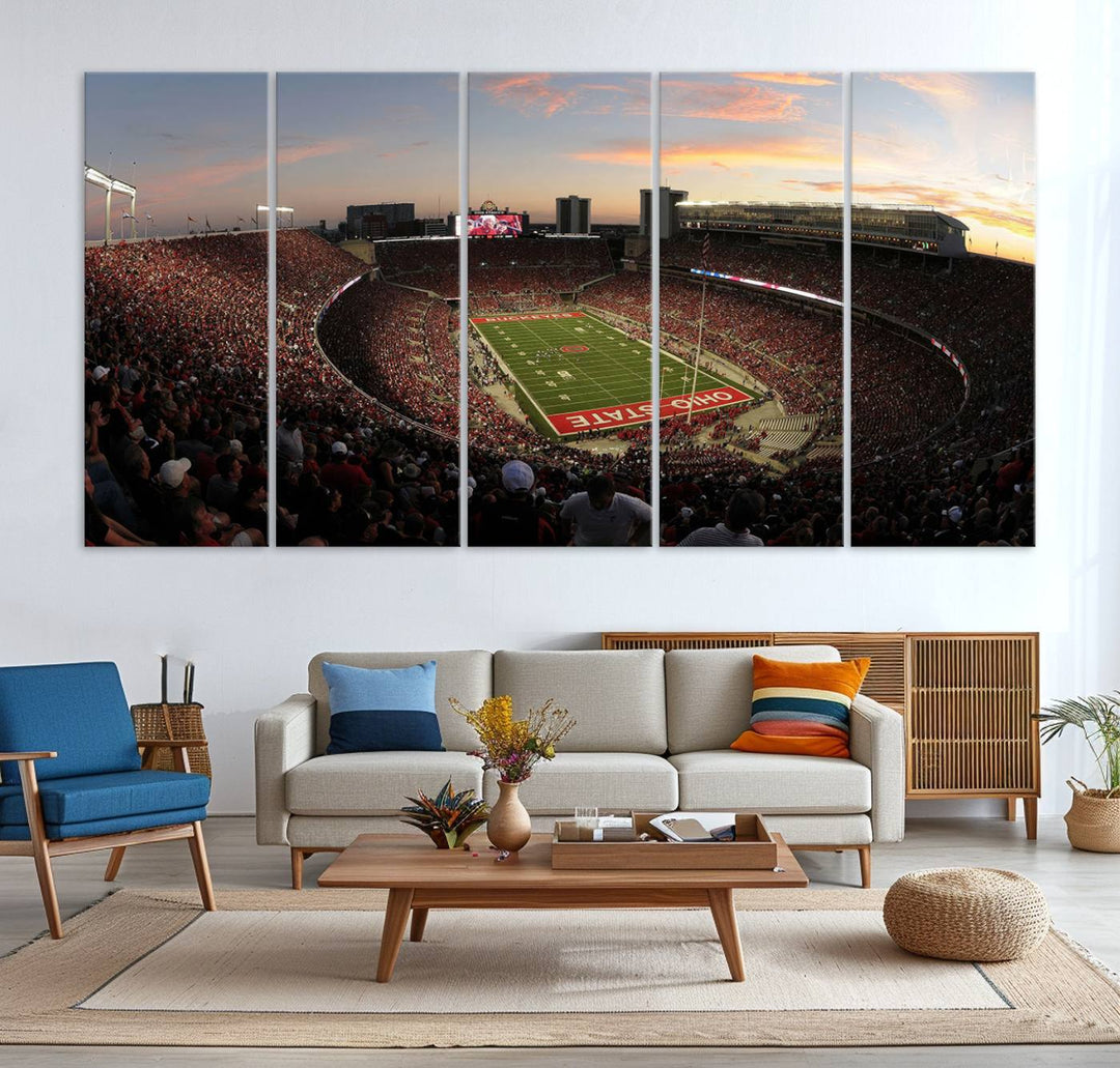 28825-MGV-CV-36X24-Ohio State University Buckeyes Football Team Print - Columbus Ohio Stadium Wall Art Canvas Print