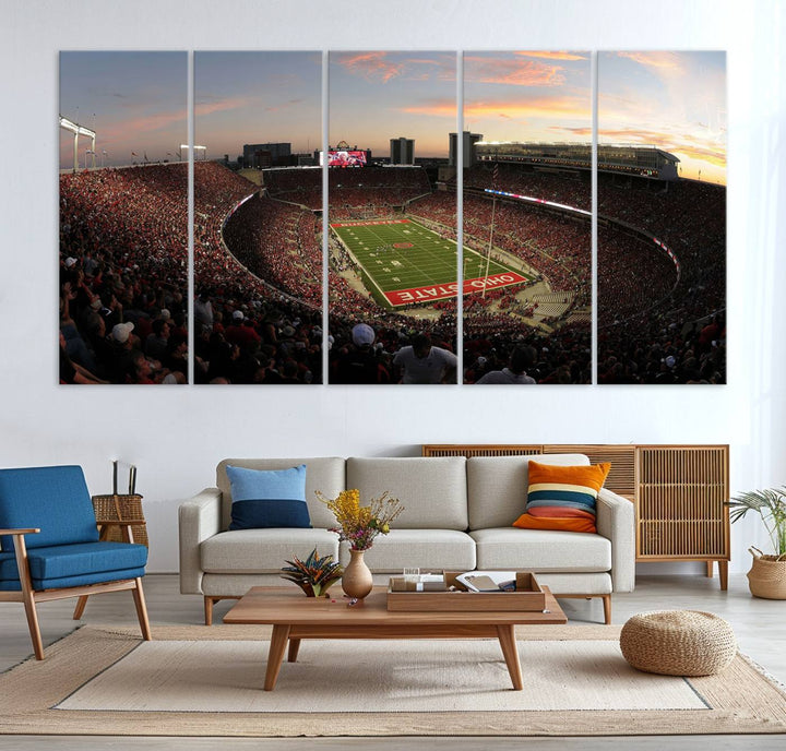 28825-MGV-CV-36X24-Ohio State University Buckeyes Football Team Print - Columbus Ohio Stadium Wall Art Canvas Print