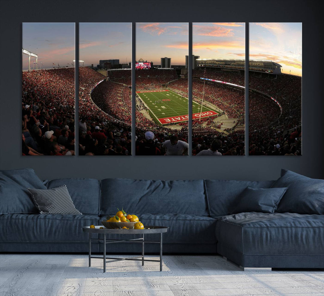 28825-MGV-CV-36X24-Ohio State University Buckeyes Football Team Print - Columbus Ohio Stadium Wall Art Canvas Print