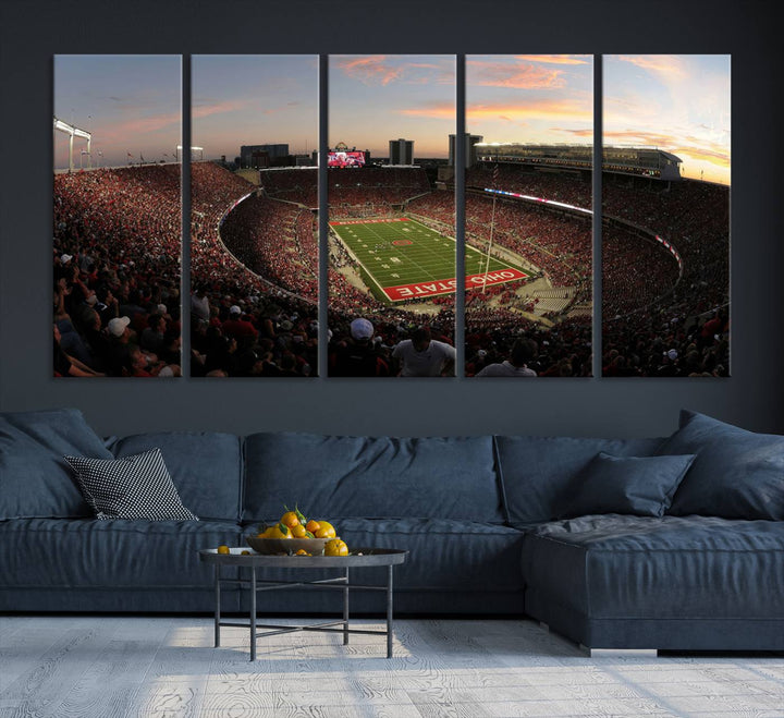 28825-MGV-CV-36X24-Ohio State University Buckeyes Football Team Print - Columbus Ohio Stadium Wall Art Canvas Print