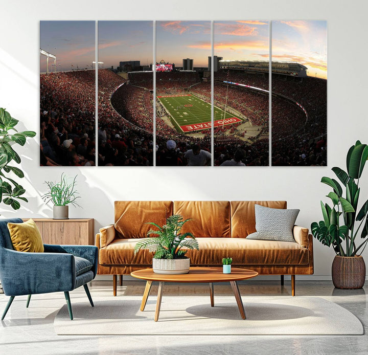 28825-MGV-CV-36X24-Ohio State University Buckeyes Football Team Print - Columbus Ohio Stadium Wall Art Canvas Print