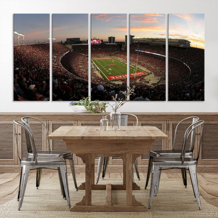 28825-MGV-CV-36X24-Ohio State University Buckeyes Football Team Print - Columbus Ohio Stadium Wall Art Canvas Print