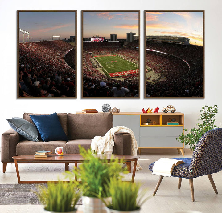 28825-MGV-CV-36X24-Ohio State University Buckeyes Football Team Print - Columbus Ohio Stadium Wall Art Canvas Print