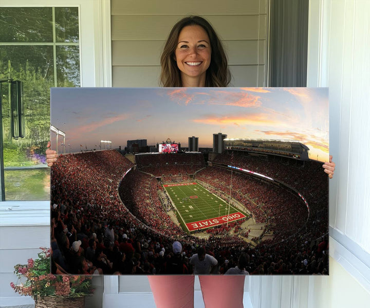 Ohio State University Buckeyes Football Team Print - Columbus Ohio Stadium Wall Art Canvas Print