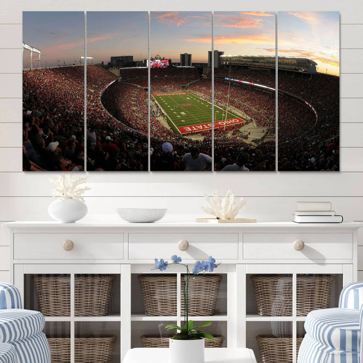 28825-MGV-CV-60X31-5P-Ohio State University Buckeyes Football Team Print - Columbus Ohio Stadium Wall Art Canvas Print
